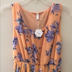 PinkBlush Peach Floral Tie Maternity Dress